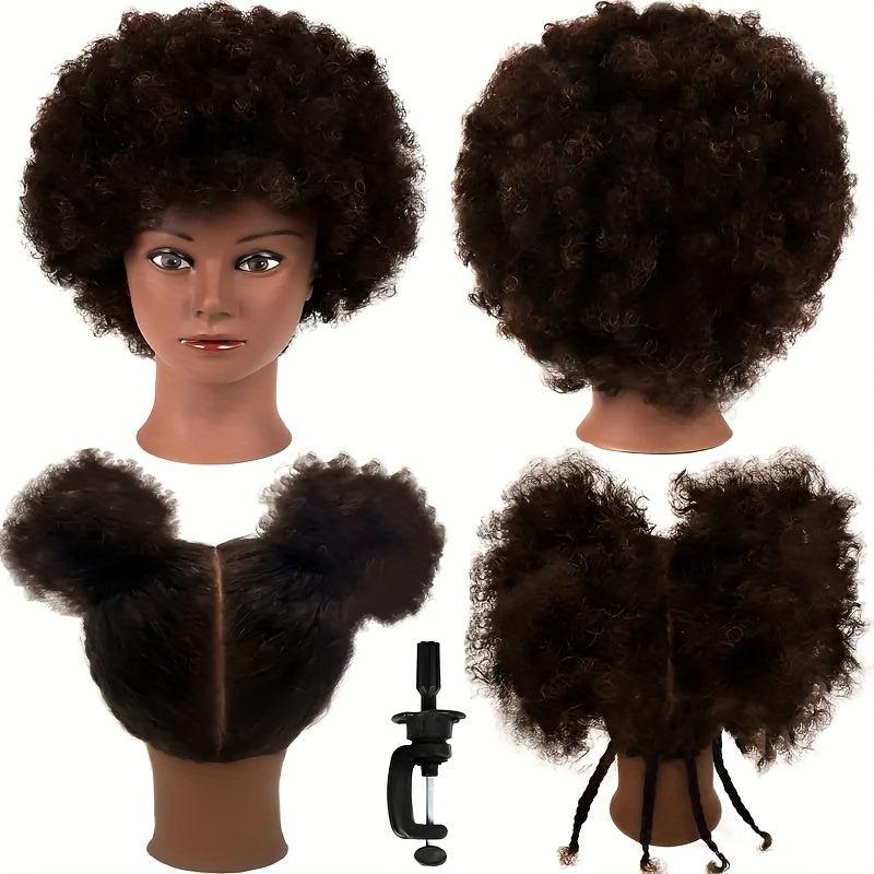 Afro Curly Human Hair Mannequin Head for Training