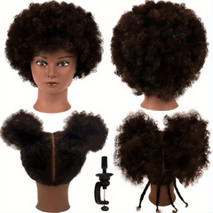 Afro Curly Human Hair Mannequin Head for Training