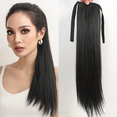 Long Straight Drawstring Ponytail Extension for Women in Brown