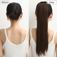 Long Straight Drawstring Ponytail Extension for Women in Brown