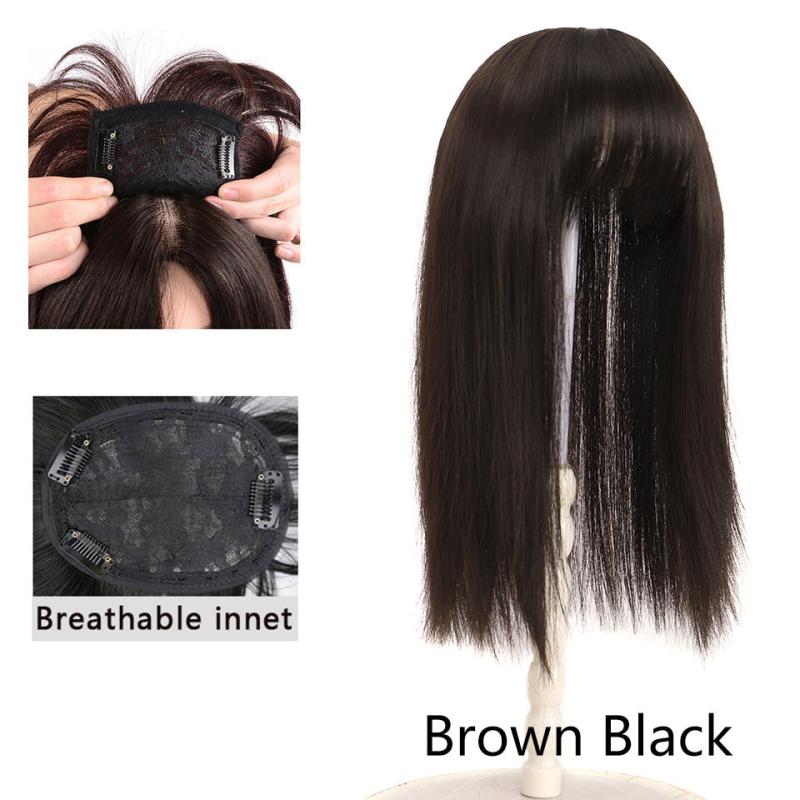 Long Straight Clip In Hair Extension Synthetic Hair Topper Natural Fringe