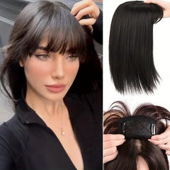 Long Straight Clip In Hair Extension Synthetic Hair Topper Natural Fringe