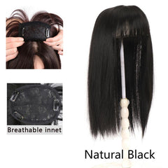 Long Straight Clip In Hair Extension Synthetic Hair Topper Natural Fringe