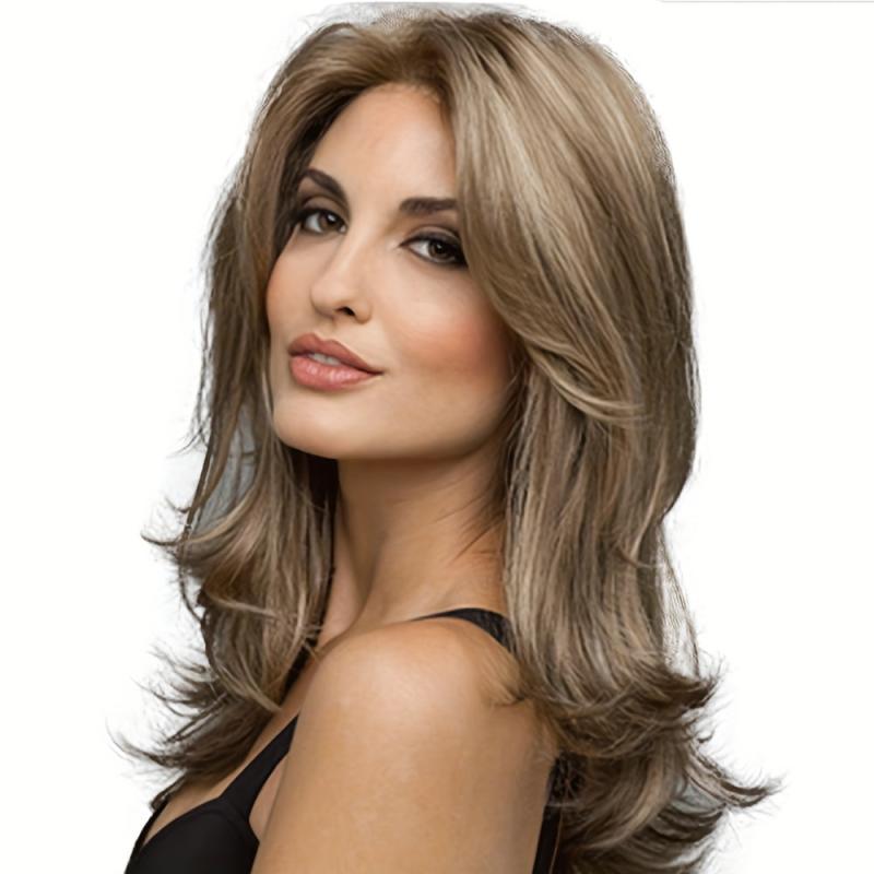 Layered Straight Synthetic Wig Heat Resistant Natural Looking Daily Use