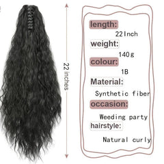 Long Curly Ponytail Extension for Women - Clip In Synthetic Hair