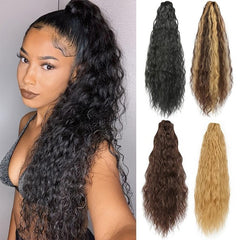 Long Curly Ponytail Extension for Women - Clip In Synthetic Hair