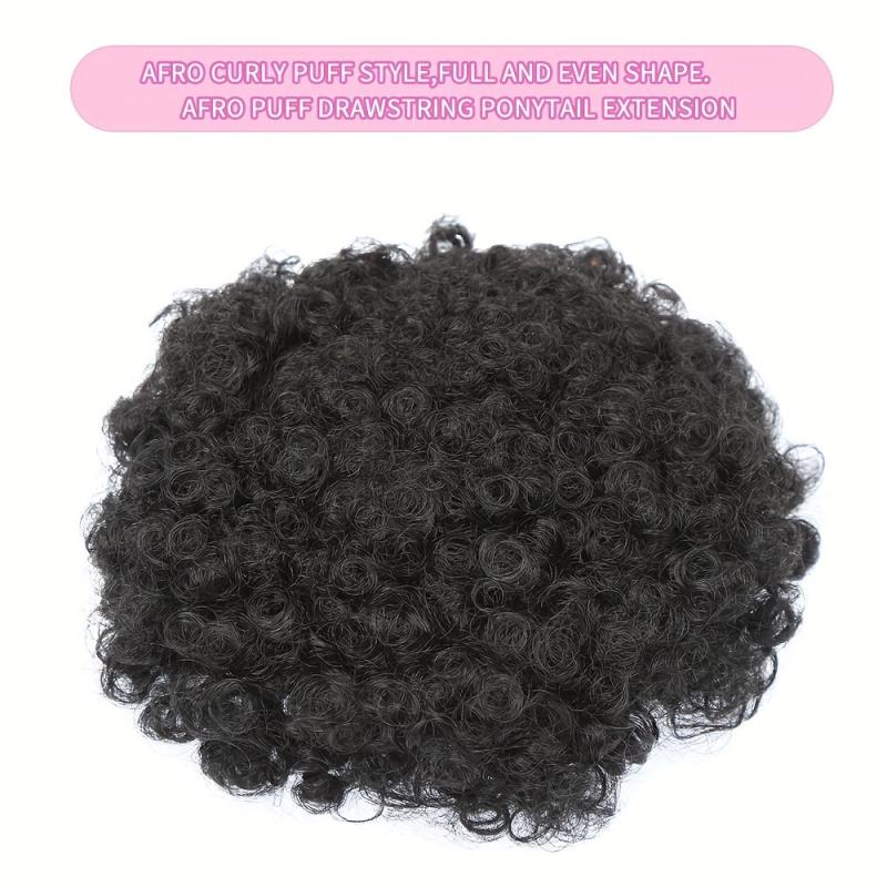 Short Afro Curly Ponytail Extensions Clip In Hair Extensions