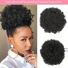 Short Afro Curly Ponytail Extensions Clip In Hair Extensions