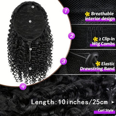 Short Kinky Curly Ponytail Extensions For Women