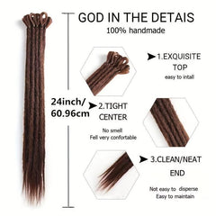 24 Inch 10 Strands Pack Dreadlock Extensions Soft Synthetic Dreads Copper Braids