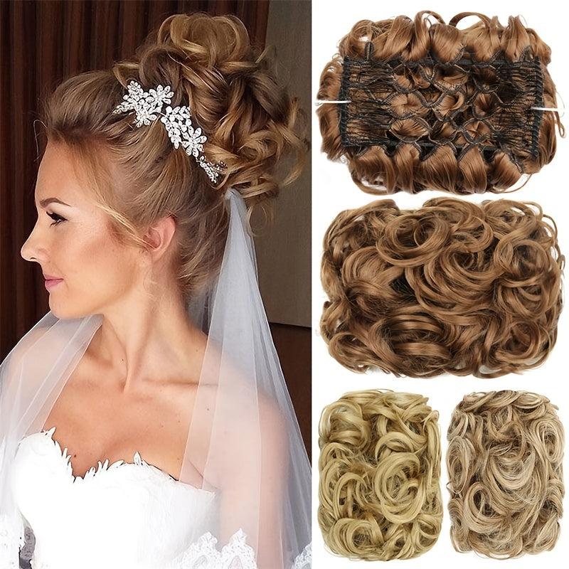Chignon Wedding Hairpiece Curly Bun Extensions Updo Hair Pieces