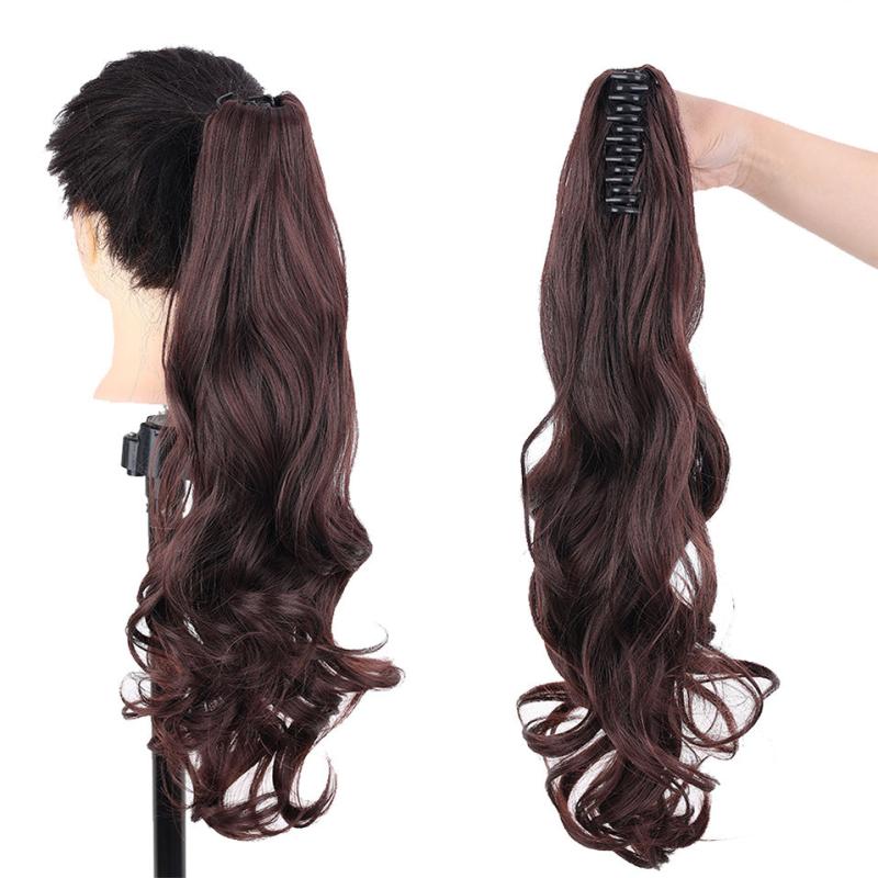 Wavy Claw Clip In Ponytail Hair Extensions Synthetic Heat Resistant Hairpiece