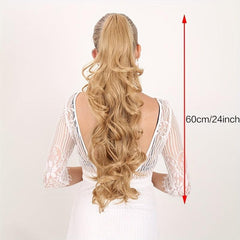 Wavy Claw Clip In Ponytail Hair Extensions Synthetic Heat Resistant Hairpiece