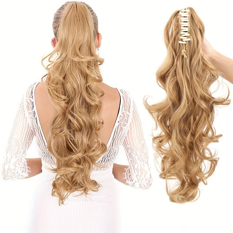 Wavy Claw Clip In Ponytail Hair Extensions Synthetic Heat Resistant Hairpiece