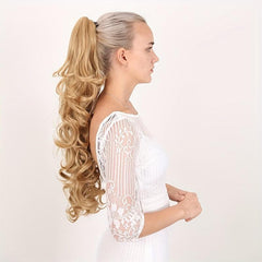 Wavy Claw Clip In Ponytail Hair Extensions Synthetic Heat Resistant Hairpiece