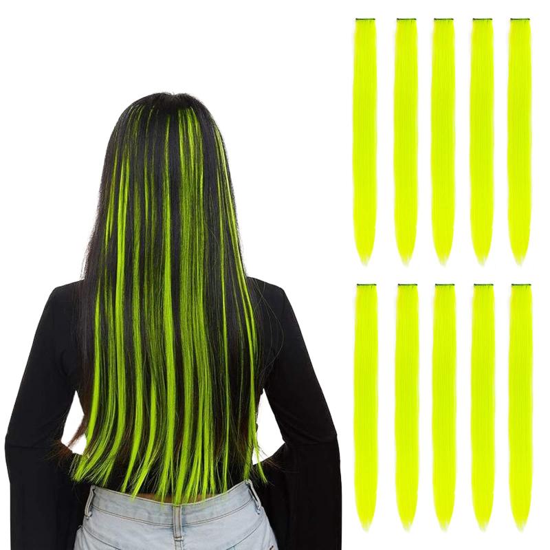 Rainbow Clip-In Hair Extensions Straight Hair Pieces