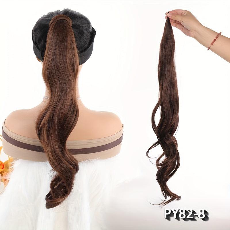 Flexible Wire Wrap Around Beige Curly Ponytail Hair Extension