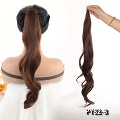 Flexible Wire Wrap Around Beige Curly Ponytail Hair Extension
