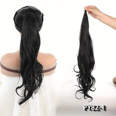 Flexible Wire Wrap Around Beige Curly Ponytail Hair Extension