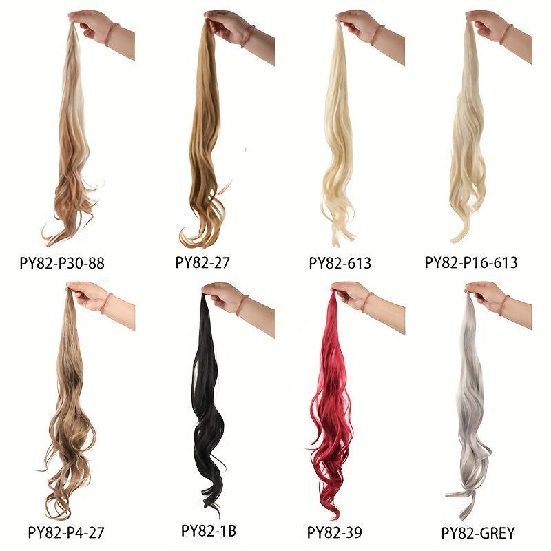 Flexible Wire Wrap Around Beige Curly Ponytail Hair Extension
