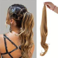 Flexible Wire Wrap Around Beige Curly Ponytail Hair Extension