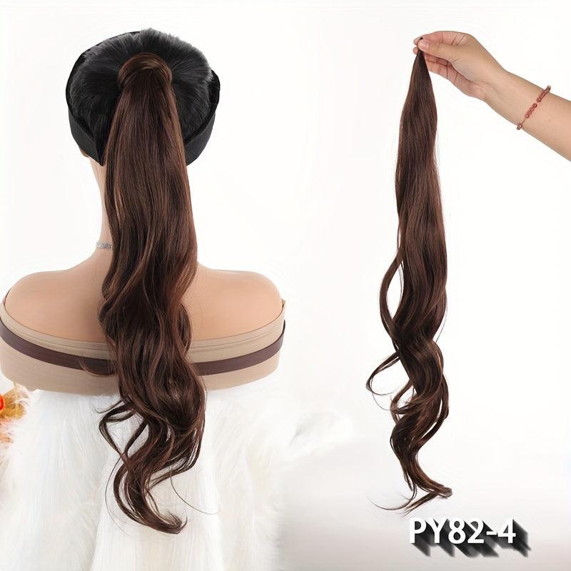 Flexible Wire Wrap Around Beige Curly Ponytail Hair Extension