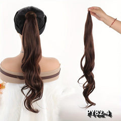 Flexible Wire Wrap Around Beige Curly Ponytail Hair Extension