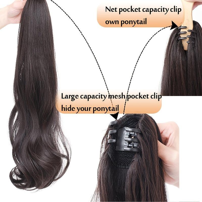 Wavy Claw Clip In Ponytail Hair Extensions Synthetic Fluffy Hairpiece