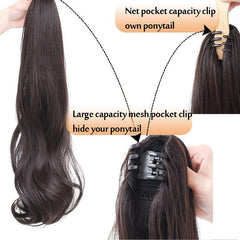 Wavy Claw Clip In Ponytail Hair Extensions Synthetic Fluffy Hairpiece