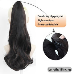 Wavy Claw Clip In Ponytail Hair Extensions Synthetic Fluffy Hairpiece