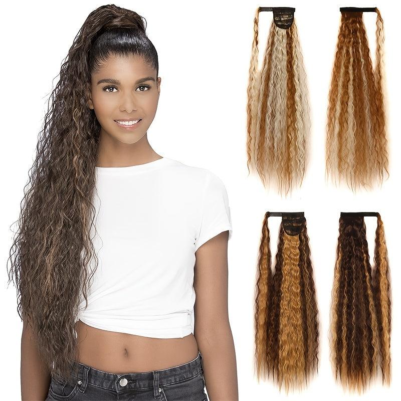 Heat Resistant Corn Wave Ponytail Extension Synthetic Hair for Women