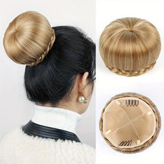 Braided Clip-In Hair Bun Hairpiece for Women Easy to Use Donut Roller Chignon