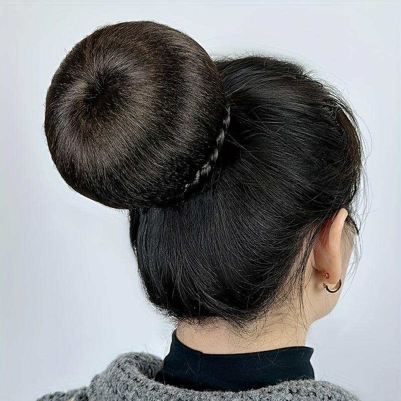 Braided Clip-In Hair Bun Hairpiece for Women Easy to Use Donut Roller Chignon