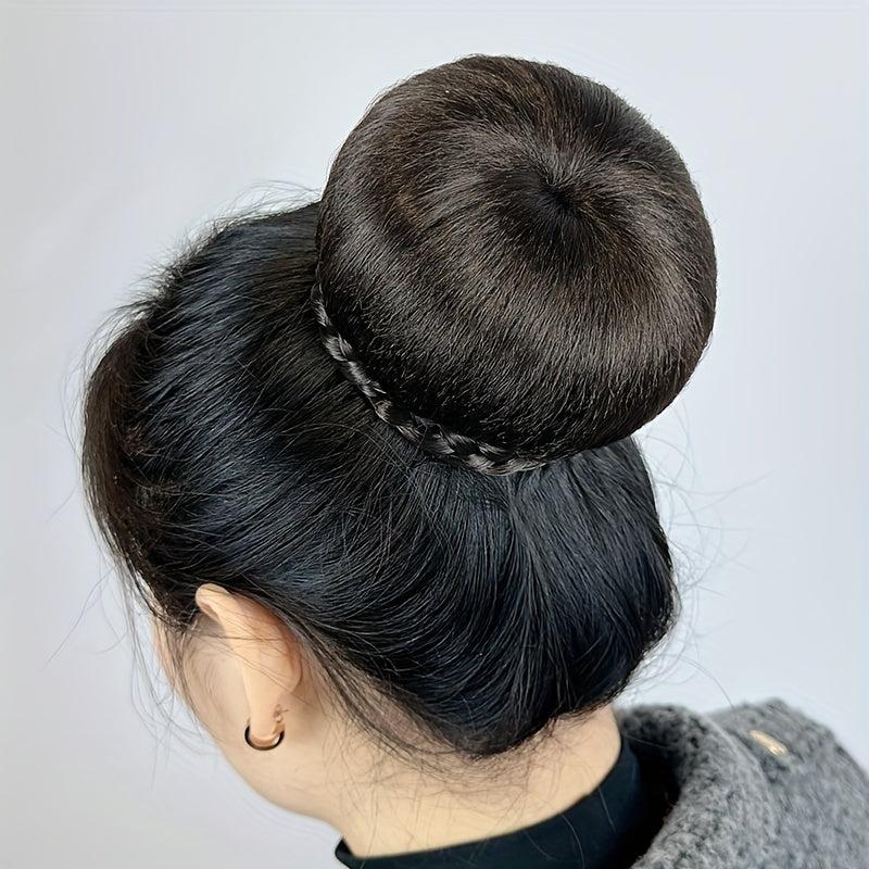 Braided Clip-In Hair Bun Hairpiece for Women Easy to Use Donut Roller Chignon
