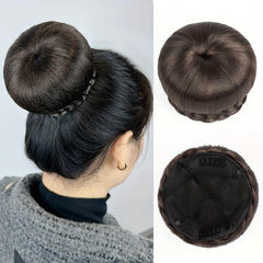 Braided Clip-In Hair Bun Hairpiece for Women Easy to Use Donut Roller Chignon