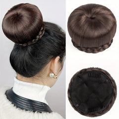 Braided Clip-In Hair Bun Hairpiece for Women Easy to Use Donut Roller Chignon