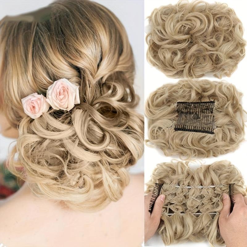 Curly Hair Bun Scrunchie Clip In Ponytail Extensions