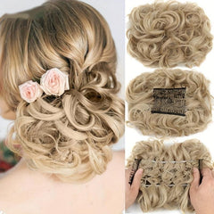 Curly Hair Bun Scrunchie Clip In Ponytail Extensions
