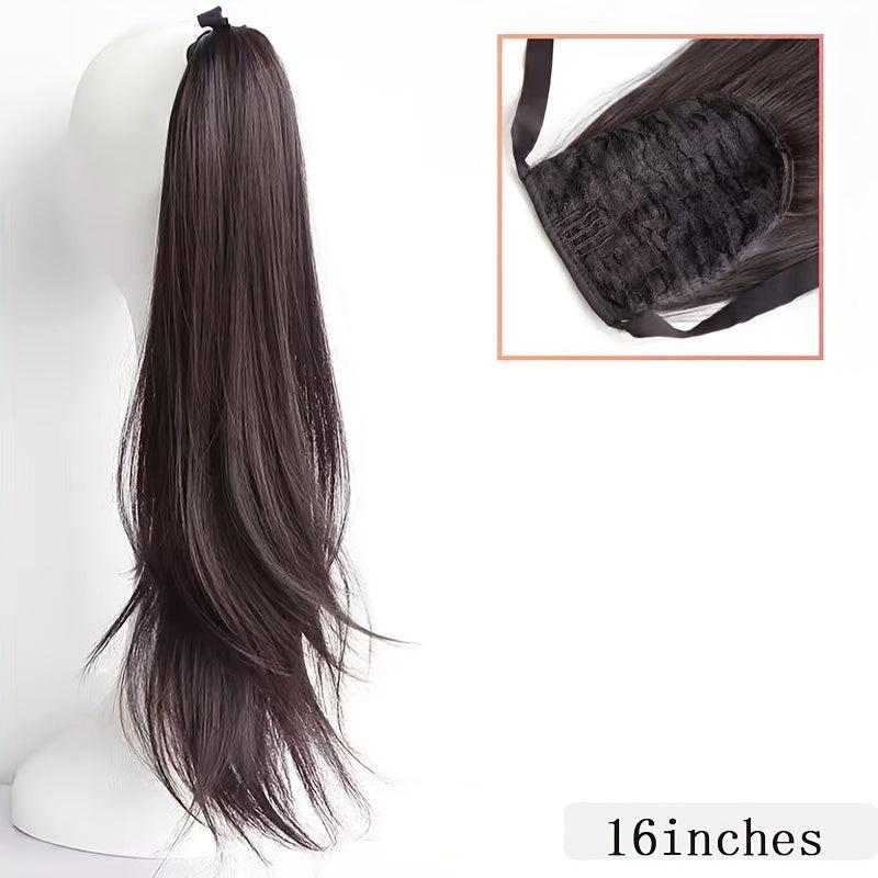 Natural Straight Ponytail Extensions Synthetic Clip In Fiber Hair Extension