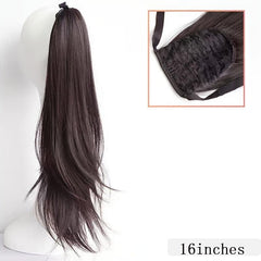 Natural Straight Ponytail Extensions Synthetic Clip In Fiber Hair Extension