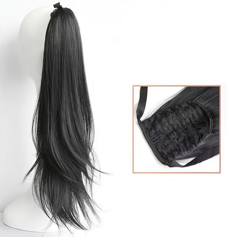 Natural Straight Ponytail Extensions Synthetic Clip In Fiber Hair Extension
