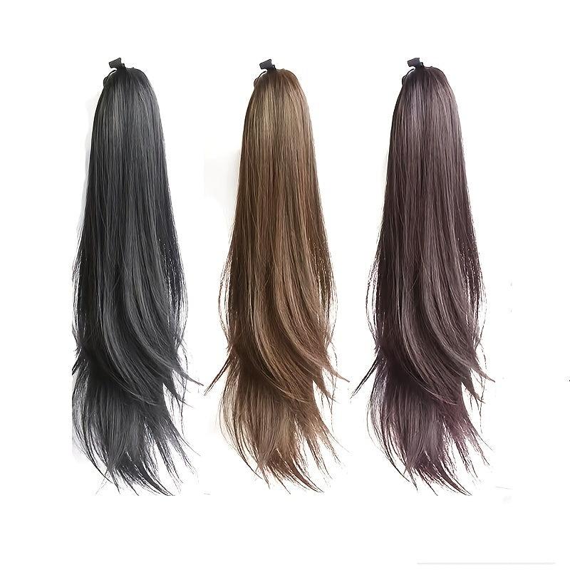 Natural Straight Ponytail Extensions Synthetic Clip In Fiber Hair Extension