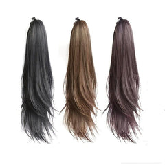 Natural Straight Ponytail Extensions Synthetic Clip In Fiber Hair Extension