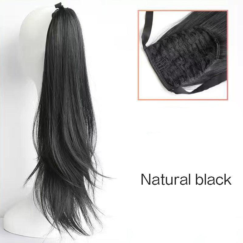 Natural Straight Ponytail Extensions Synthetic Clip In Fiber Hair Extension