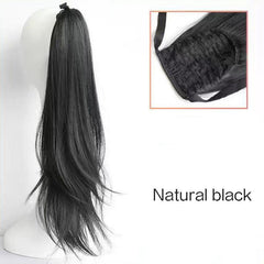Natural Straight Ponytail Extensions Synthetic Clip In Fiber Hair Extension