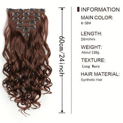 Wavy Hair Extensions Brown Side Clip Hair Extension