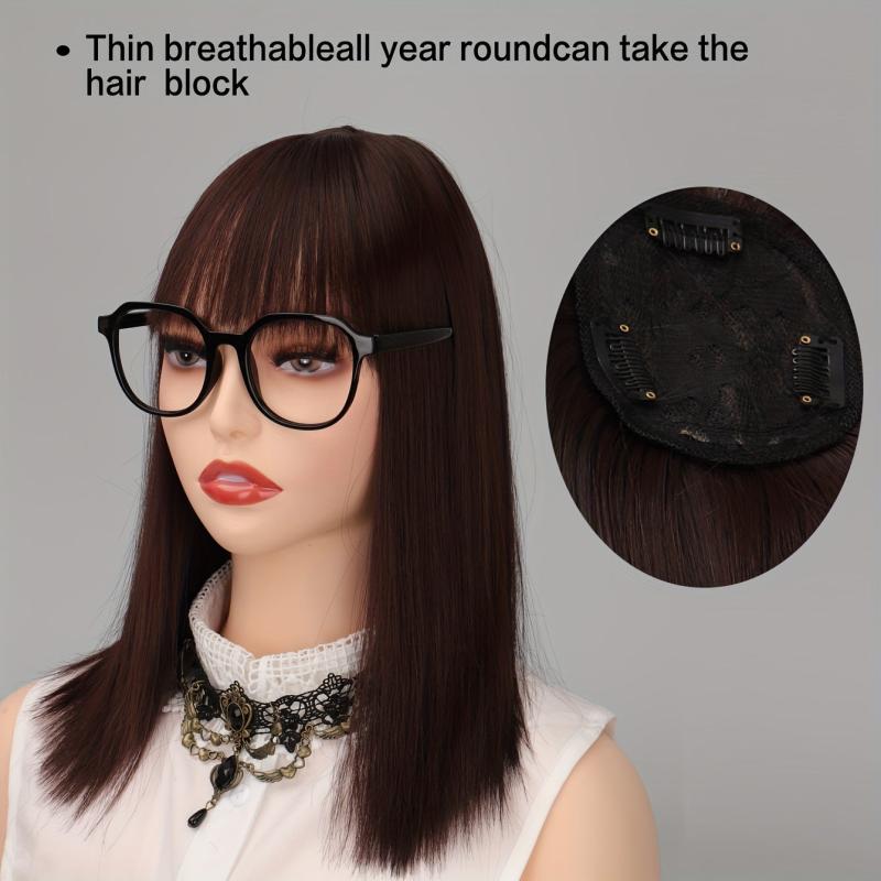9 12 Hair Toppers With Bangs - Straight Hair Pieces for Women