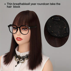 9 12 Hair Toppers With Bangs - Straight Hair Pieces for Women