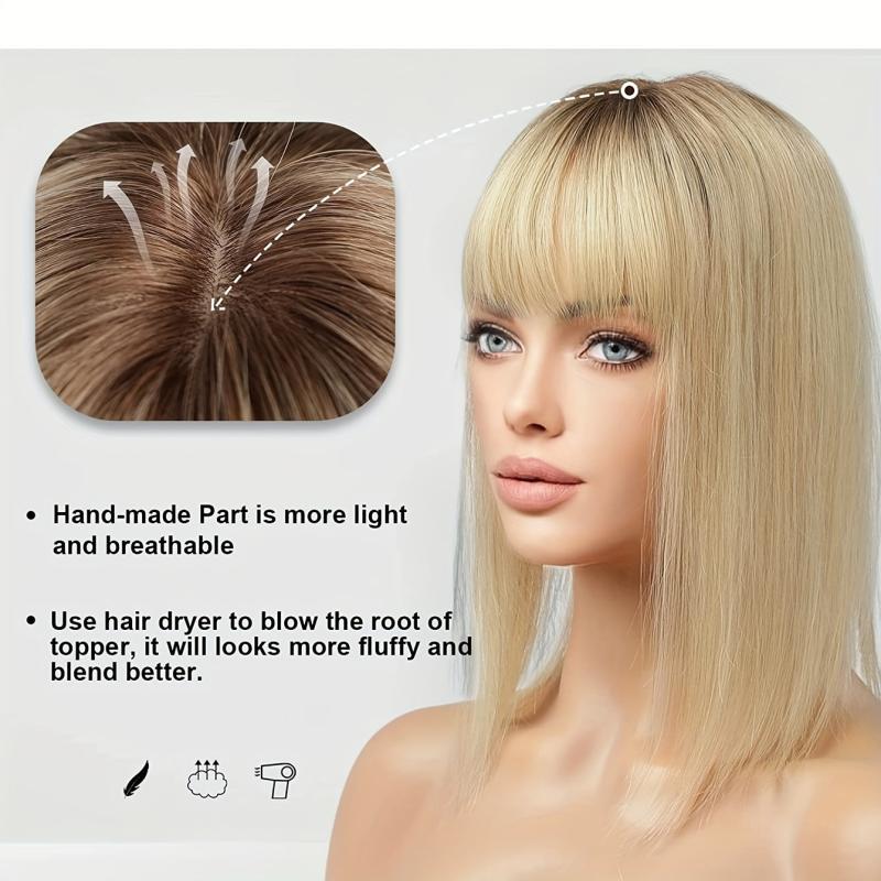 9 12 Hair Toppers With Bangs - Straight Hair Pieces for Women