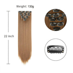 22 Inch Synthetic Hair Extensions 7pcs Set Clip In Long Straight Hairpieces